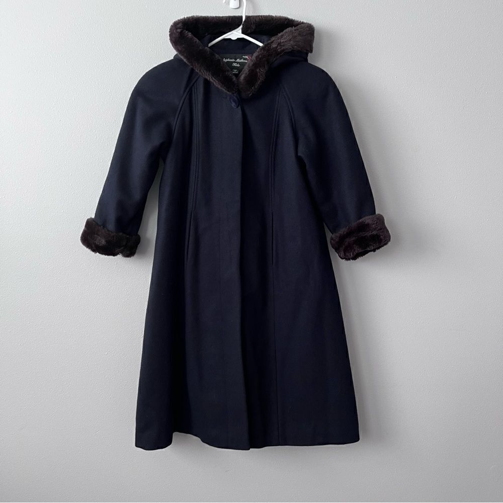 Stephanie Mathew's Kids Blue Long Wool Blend Coat Size 7
